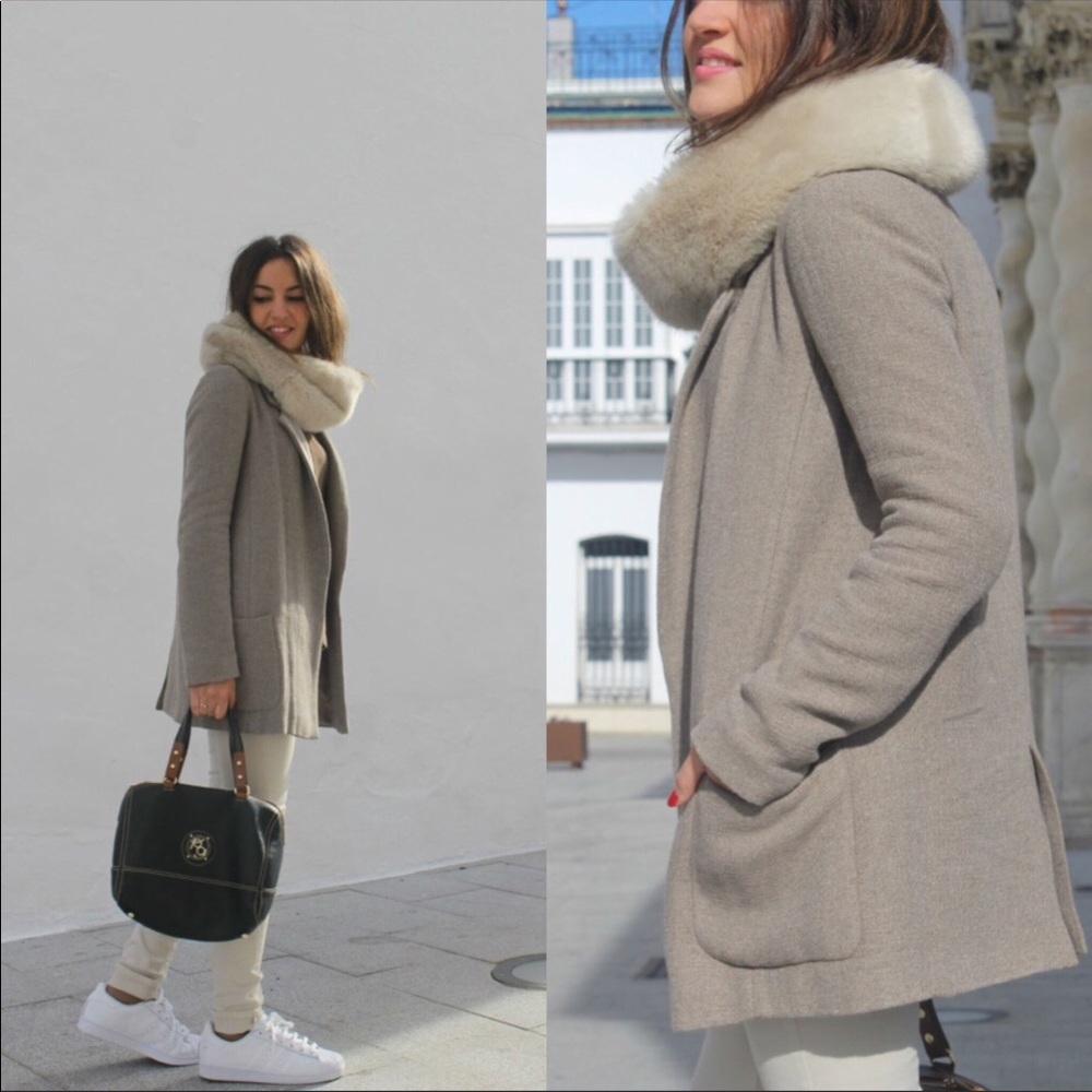 Cream Zara blazer coat